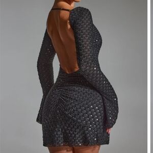 Oh Polly Grazina Embellished Long Sleeve Dress